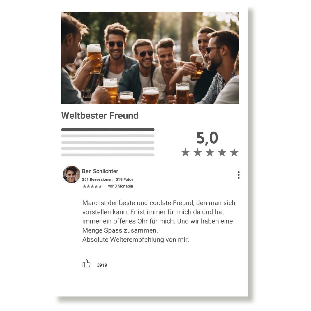 Internet Bewertung Acrylglas für Freunde personalisierbar mit Foto & Text