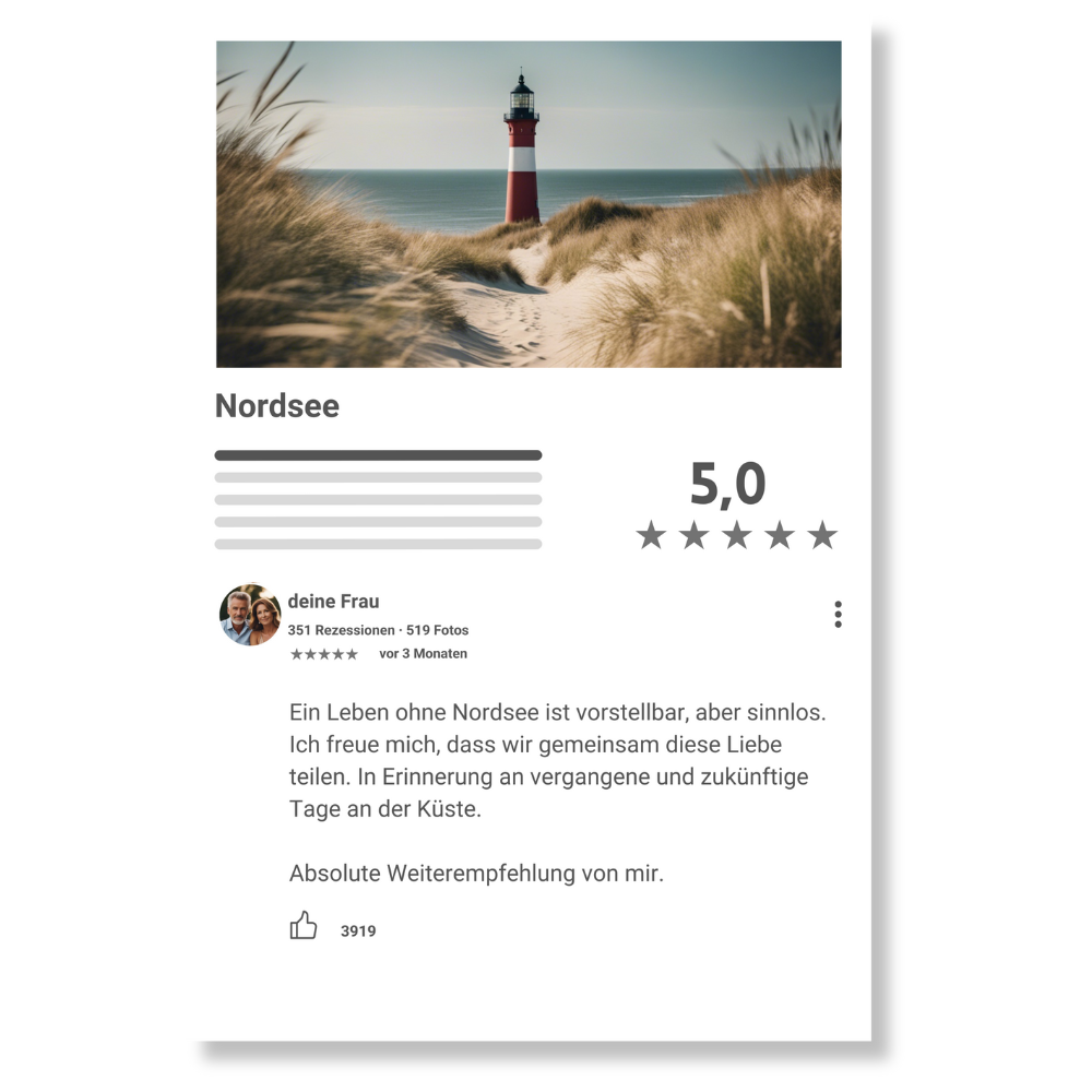 Internet Bewertung Acrylglas Nordsee personalisierbar mit Foto & Text