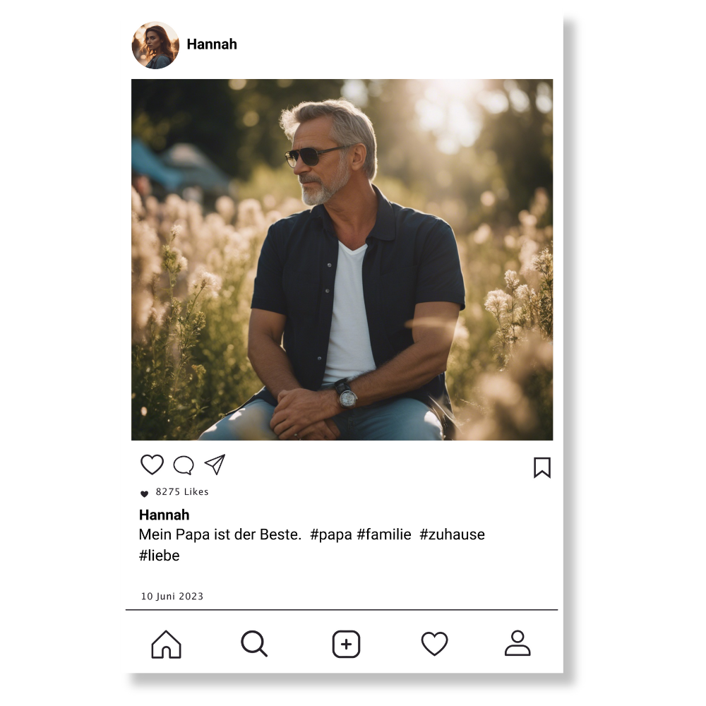 Social Media Post Acrylglas für Papa personalisierbar mit Foto & Text