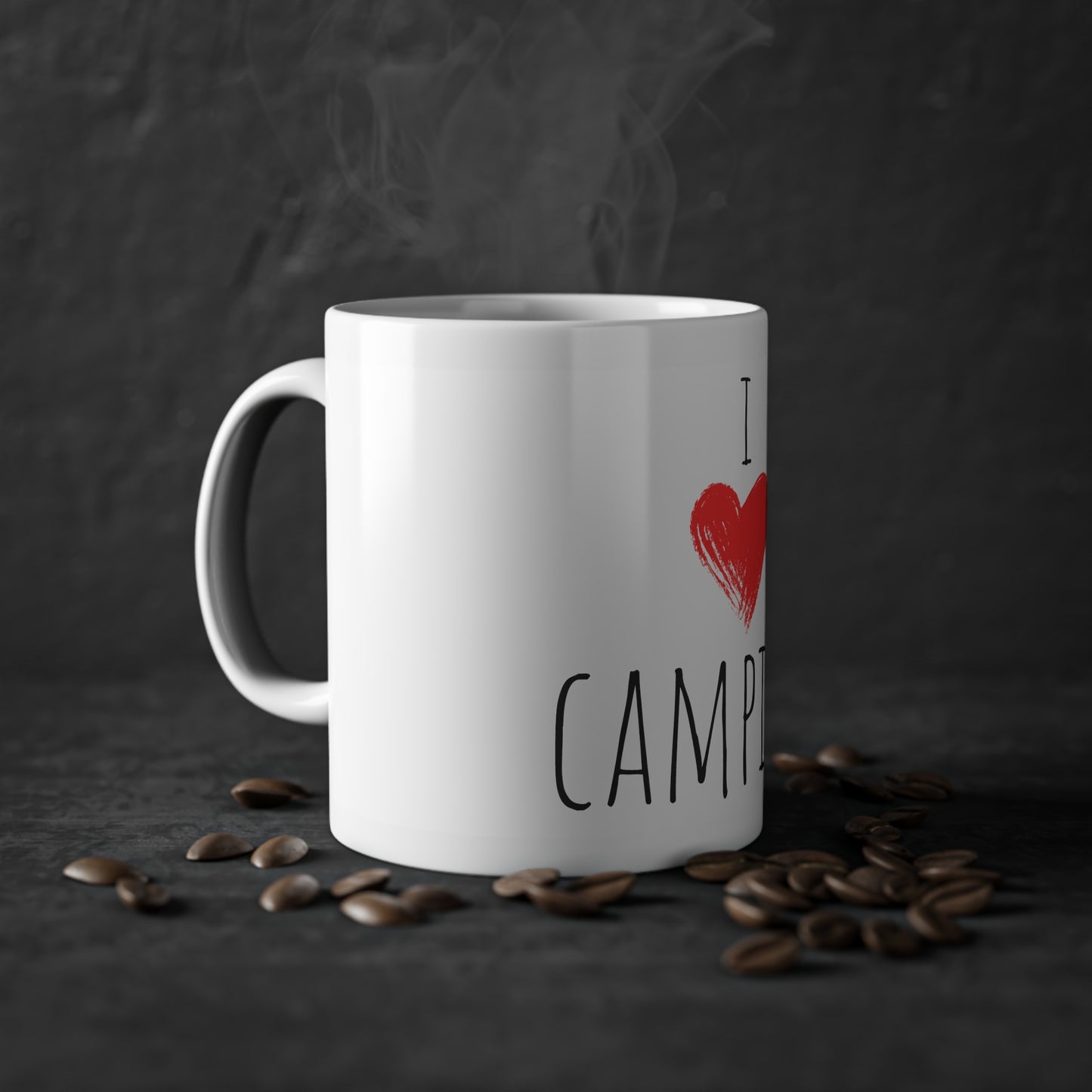 Weisse Tasse "I love camping"