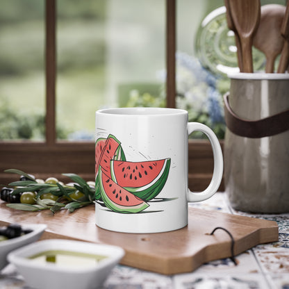 Weisse Tasse "Melonen"