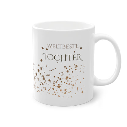 Weisse Tasse golden Glitter "weltbeste Tochter"