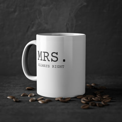 Weisse Design Partnertasse "Mrs."