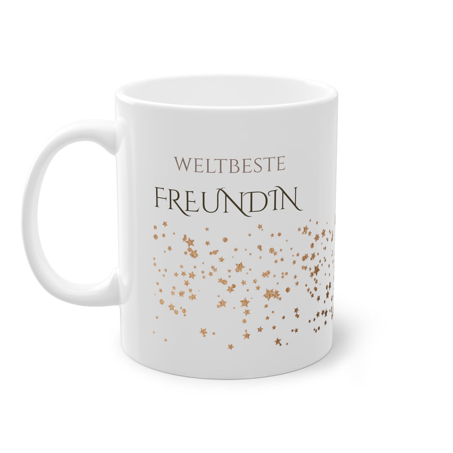 Weisse Tasse golden Glitter "weltbeste Freundin"