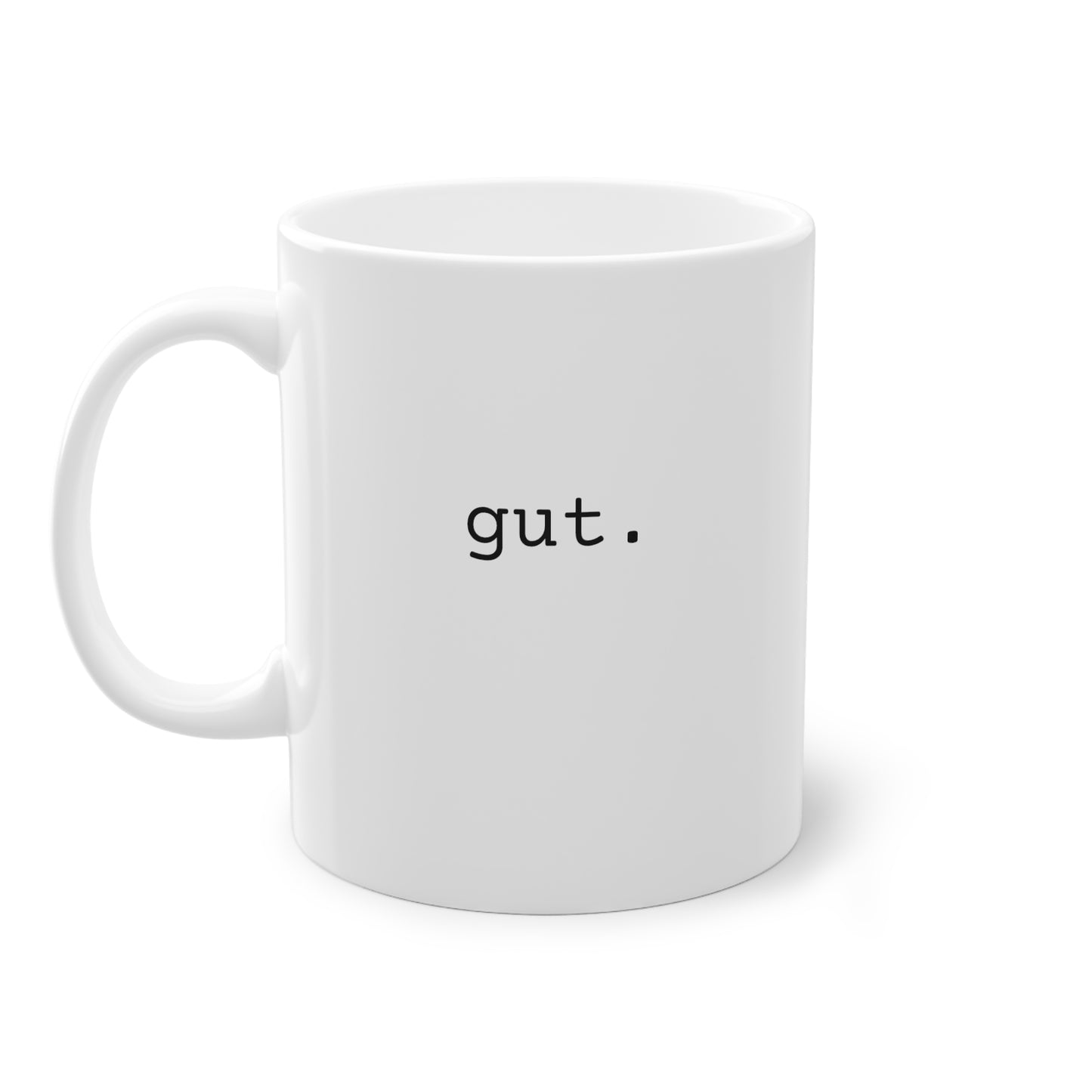 Weisse Design Tasse "gut."