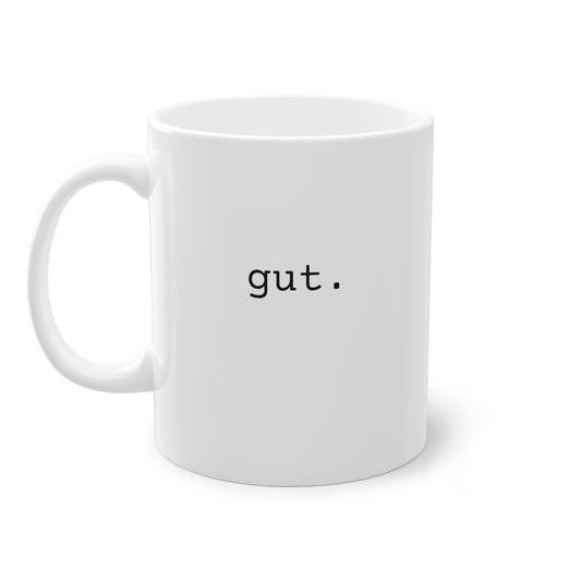 Weisse Design Tasse "gut."