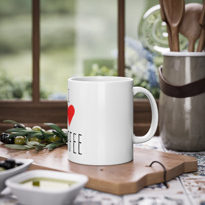 Weisse Tasse "I love coffee"