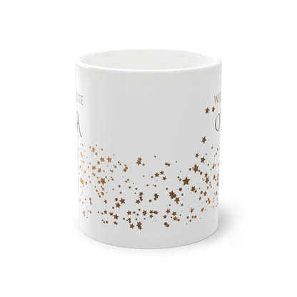 Weisse Tasse golden Glitter "weltbeste Oma"