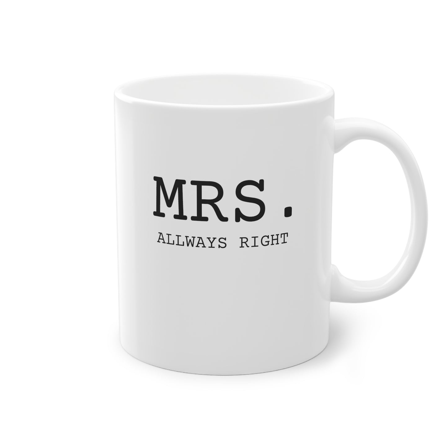 Weisse Design Partnertasse "Mrs."