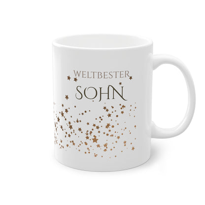 Weisse Tasse golden Glitter "weltbester Sohn"