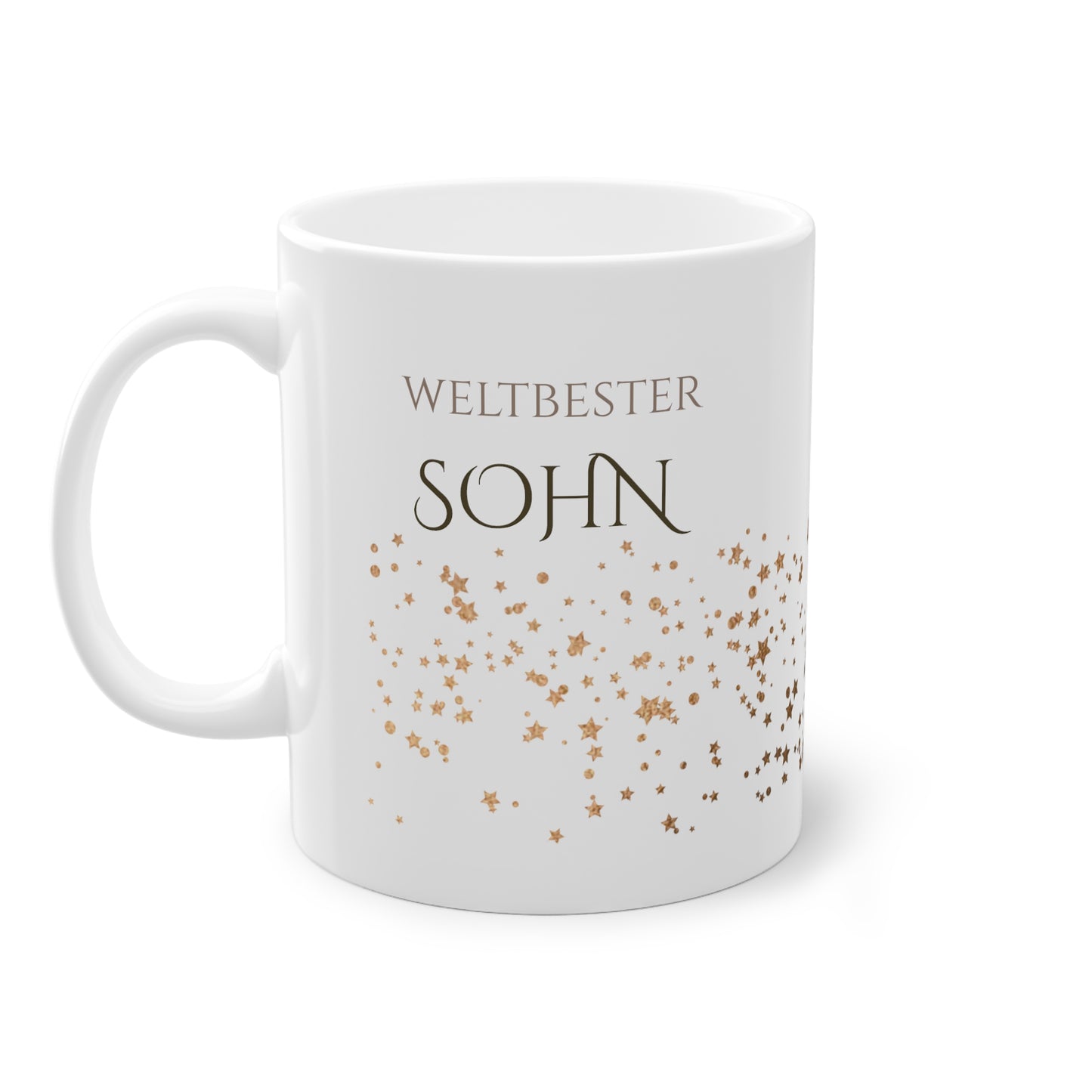 Weisse Tasse golden Glitter "weltbester Sohn"