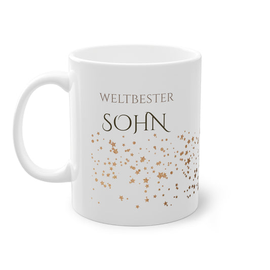 Weisse Tasse golden Glitter "weltbester Sohn"