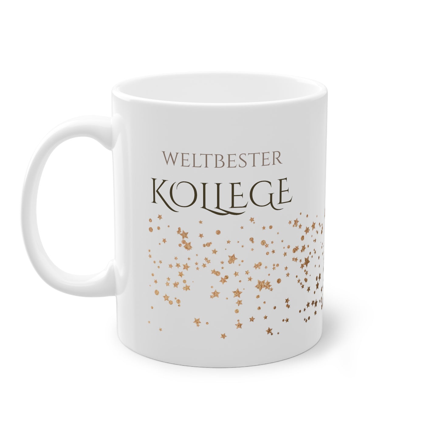 Weisse Tasse golden Glitter "weltbester Kollege"