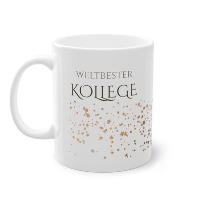 Weisse Tasse golden Glitter "weltbester Kollege"