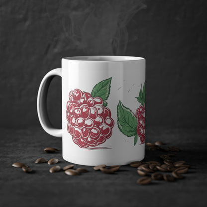 Weisse Tasse "Himbeeren"