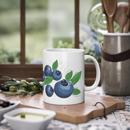 Weisse Tasse "Blaubeeren"