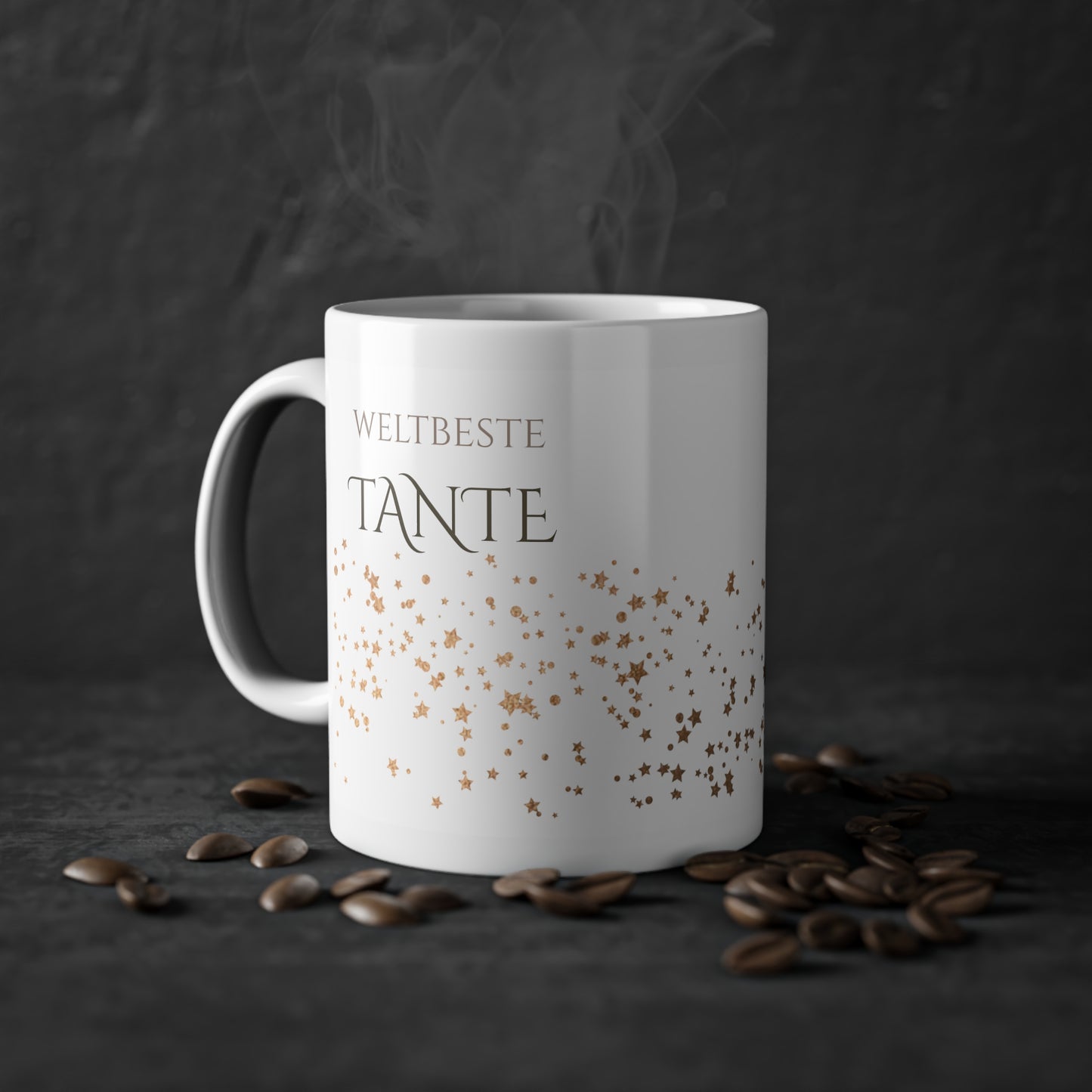 Weisse Tasse golden Glitter "weltbeste Tante"