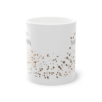 Weisse Tasse golden Glitter "weltbeste Nachbarin"