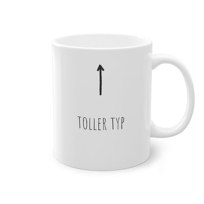 Weisse Tasse mit Pfeil "toller Typ"