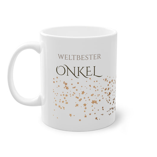 Weisse Tasse golden Glitter "weltbester Onkel"