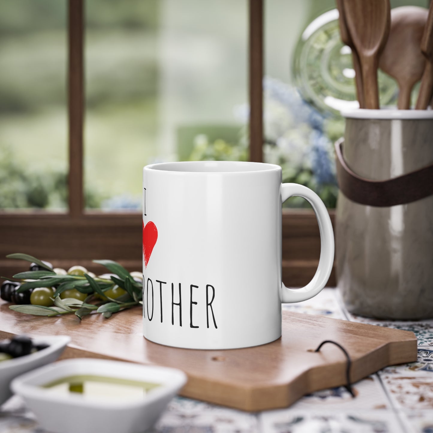 Weisse Tasse "I love my Brother"