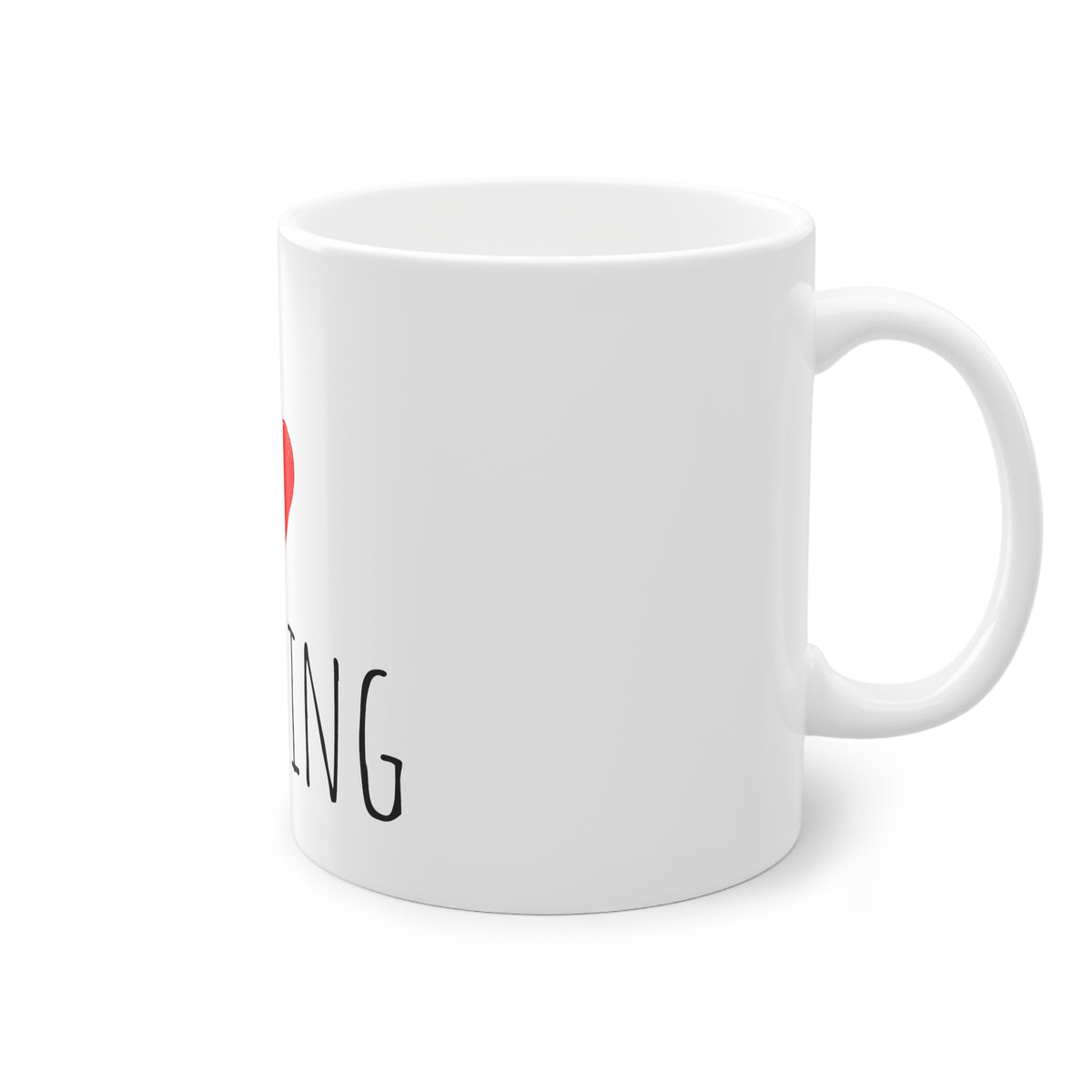 Weisse Tasse "I love shopping"