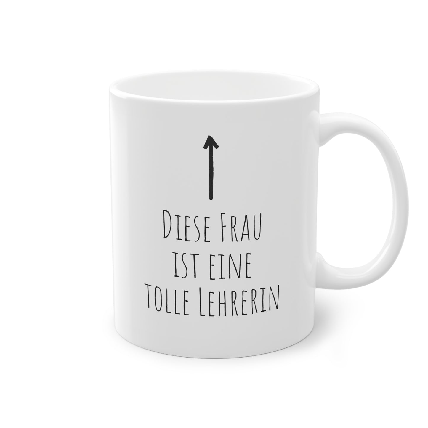 Weisse Tasse mit Pfeil "tolle Lehrerin"