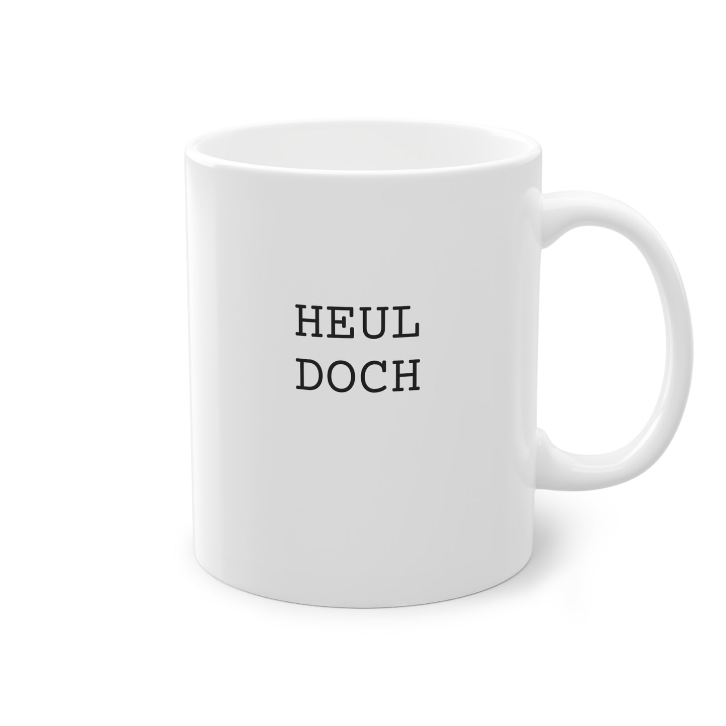 Weisse Design Tasse "Heul doch"