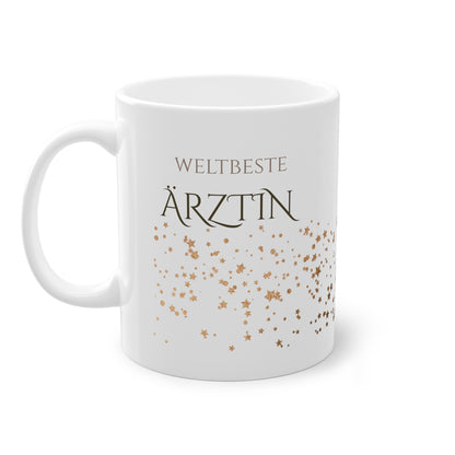 Weisse Tasse golden Glitter "weltbeste Ärztin"