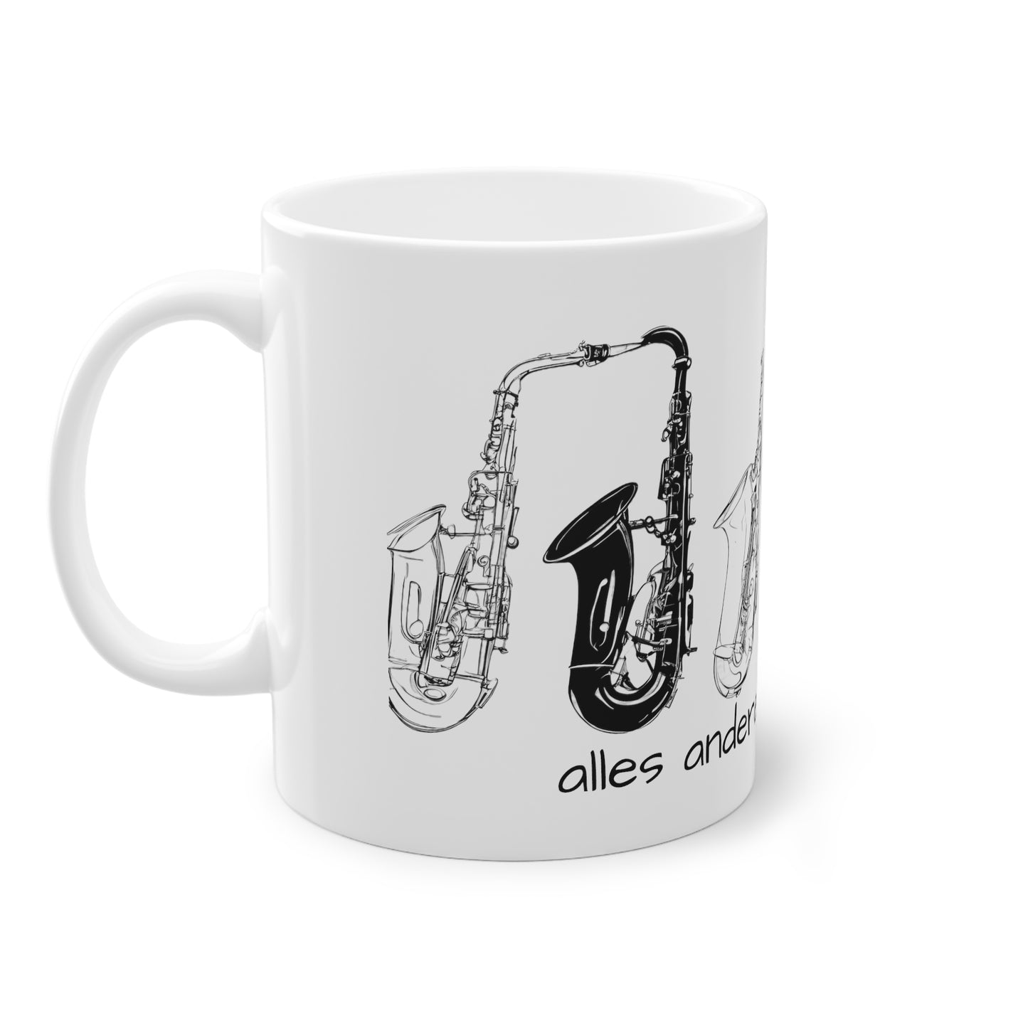 Weisse Musik Tasse "Saxophon"