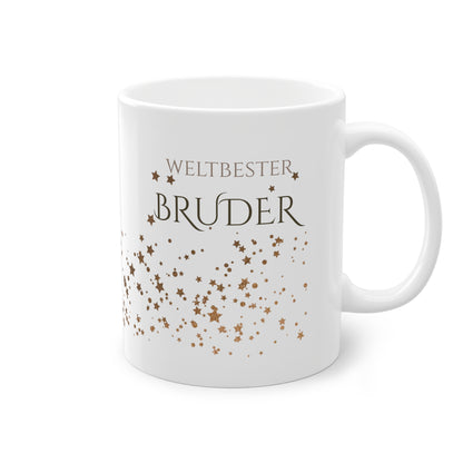 Weisse Tasse golden Glitter "weltbester Bruder"