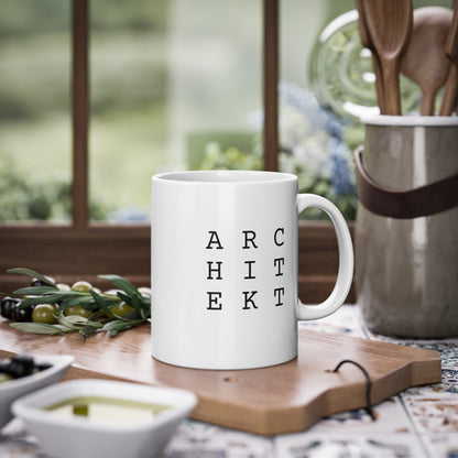 Weisse Design Tasse "Architekt"