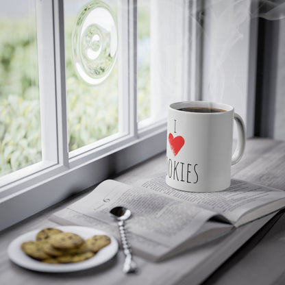 Weisse Tasse "I love cookies"