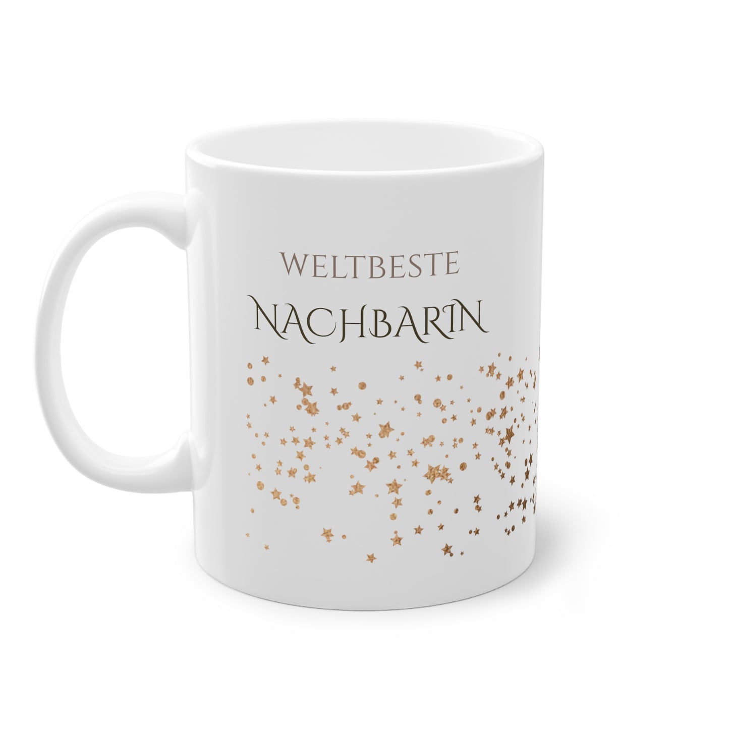 Weisse Tasse golden Glitter "weltbeste Nachbarin"