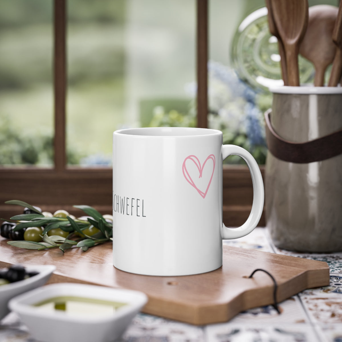 Weisse Partnertasse "Pech & Schwefel"