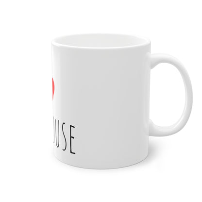 Weisse Tasse "I love my House"