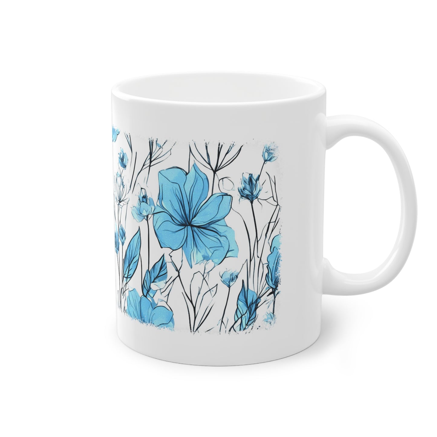 Weisse Tasse blaue Blumen