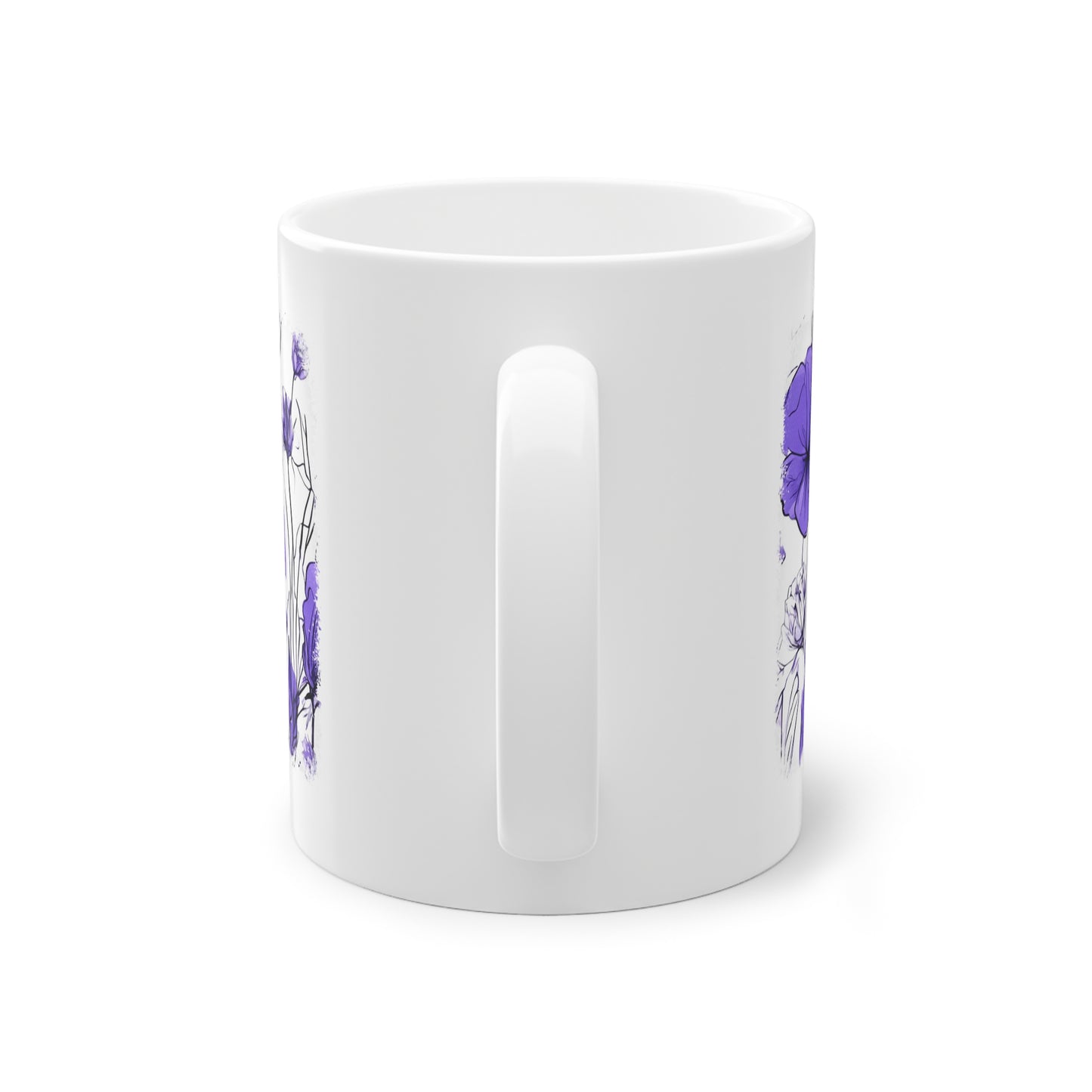 Weisse Tasse lila Blumen