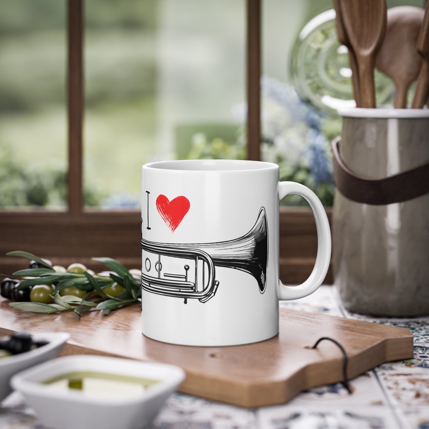 Weisse Tasse "I love Trumpet"