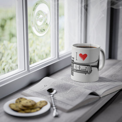 Weisse Tasse "I love Trumpet"