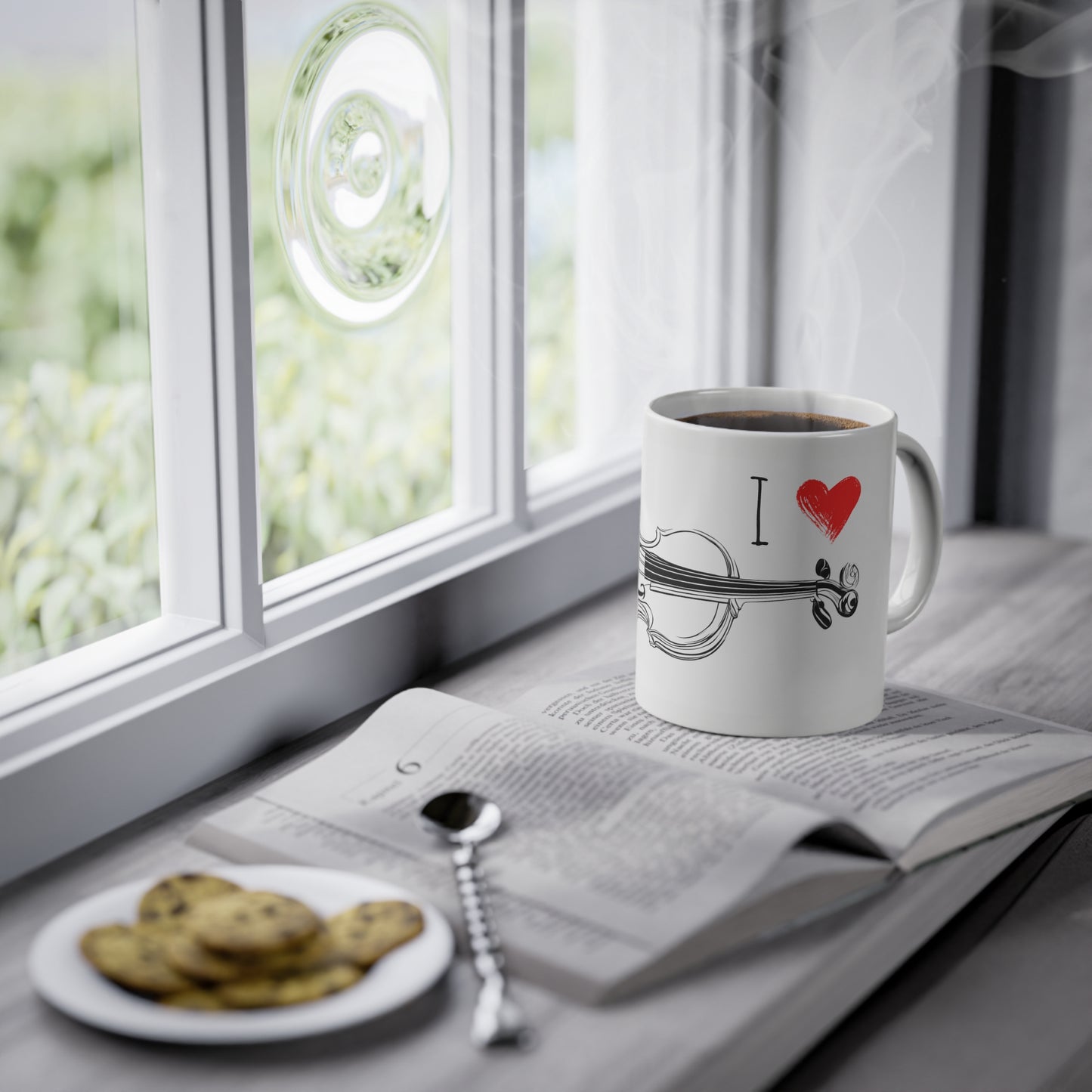 Weisse Tasse "I love Violin"