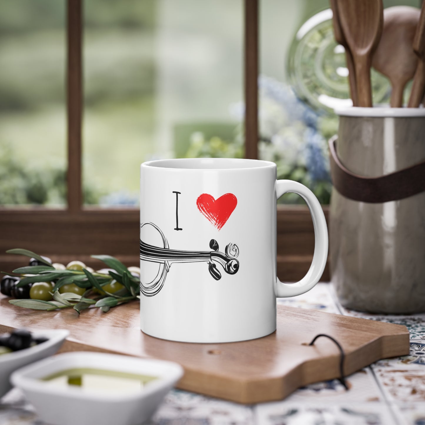 Weisse Tasse "I love Violin"