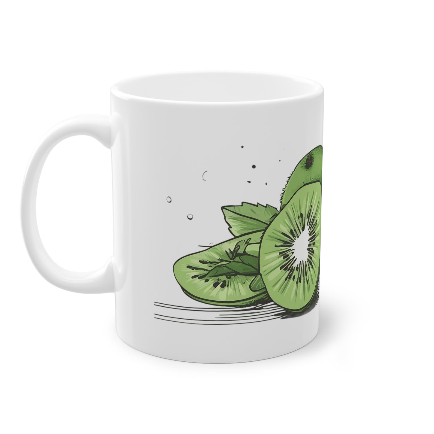 Weisse Tasse "Kiwis"