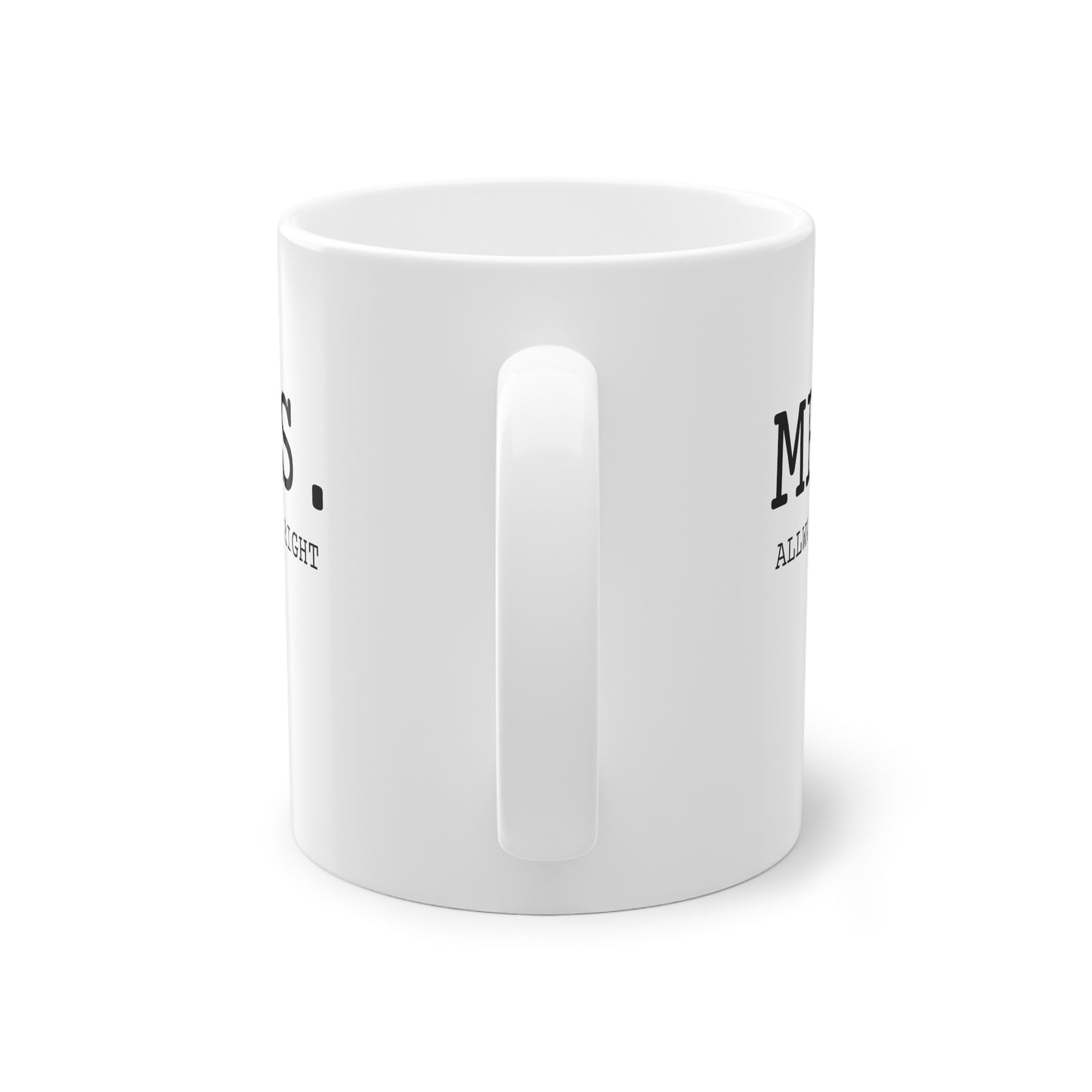 Weisse Design Partnertasse "Mrs."