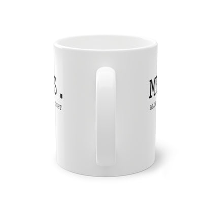 Weisse Design Partnertasse "Mrs."