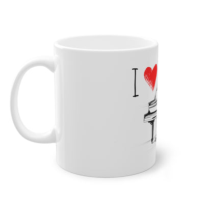 Weisse Tasse "I love Piano"