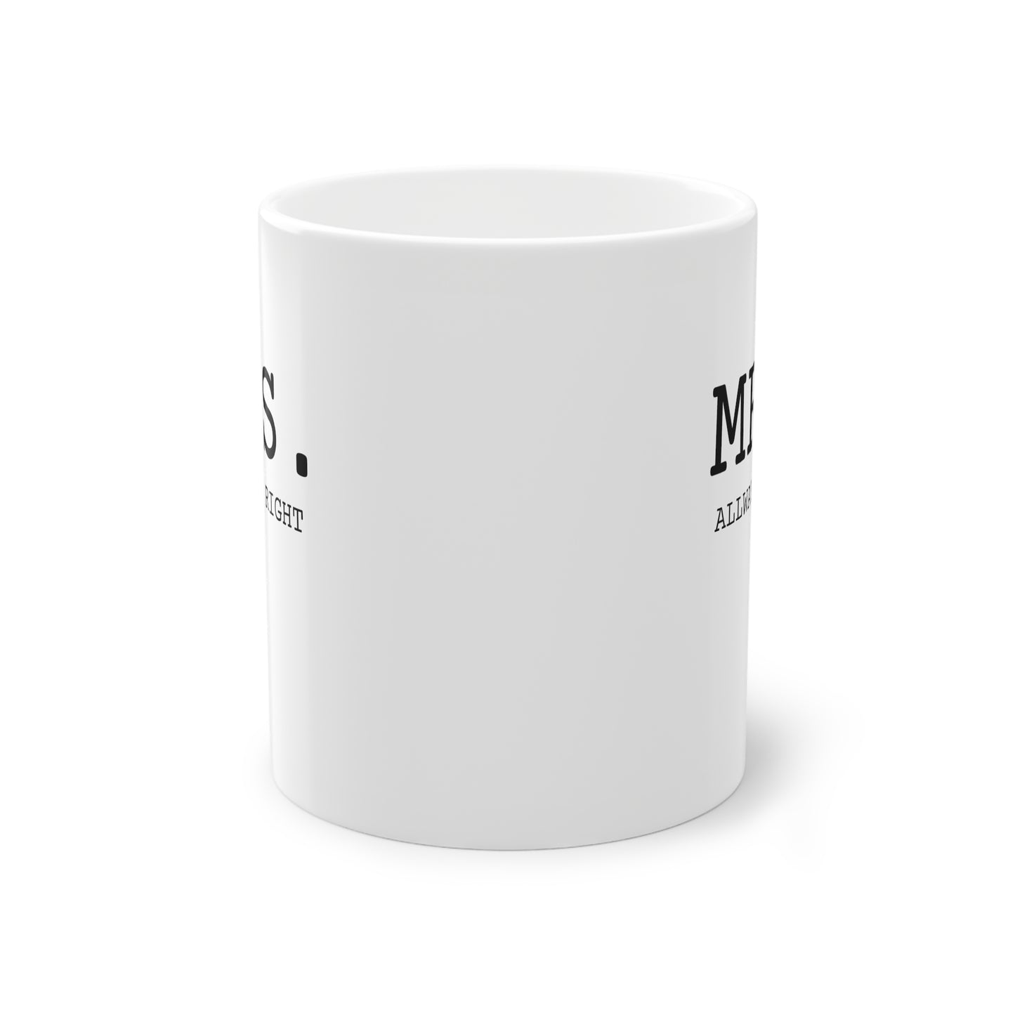 Weisse Design Partnertasse "Mrs."