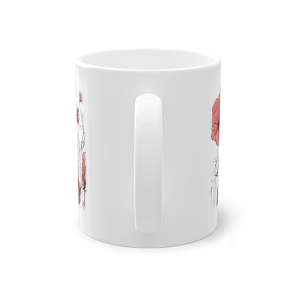 Weisse Tasse rote Blumen