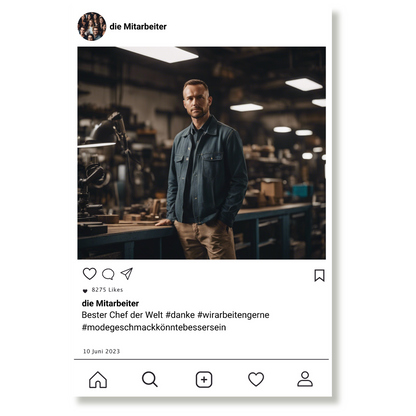 Social Media Post Acrylglas für Euren Chef personalisierbar mit Foto & Text