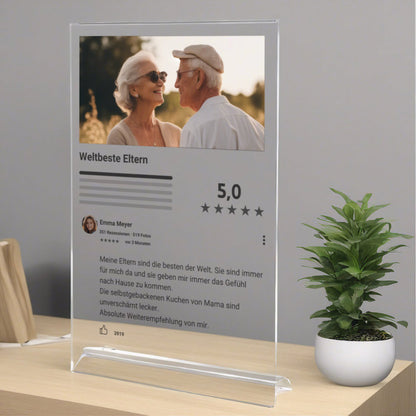 Internet Bewertung  Acrylglas für Deine Eltern personalisierbar mit Foto & Text